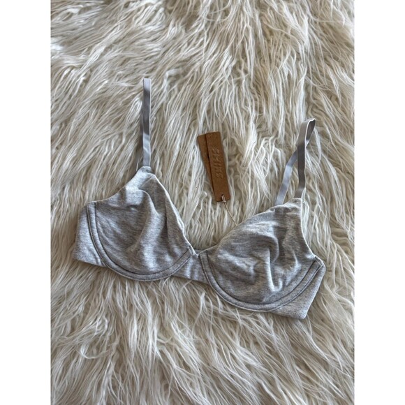 Skims Cotton Jersey T-shirt Bra Light Heather Grey Size 30D - Picture 4 of 7